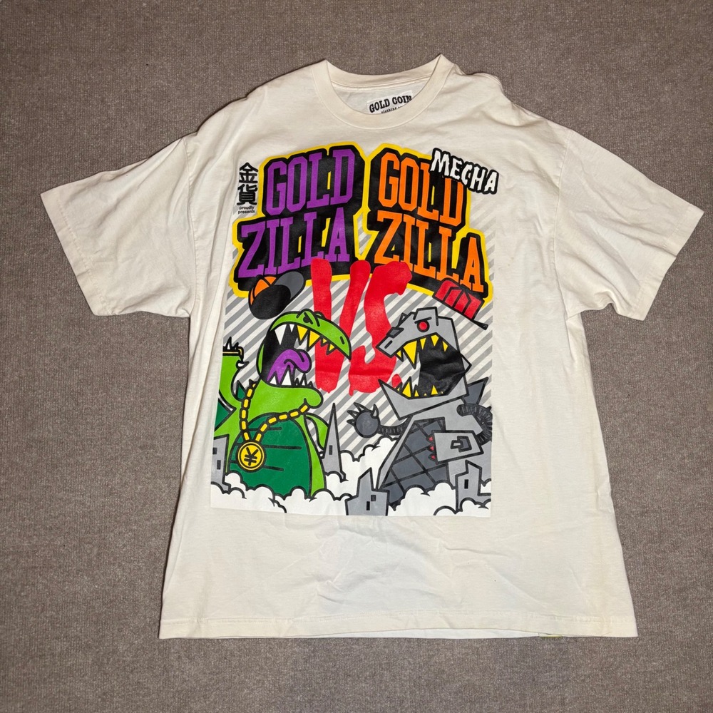 Gold Coin Clothing Goldzilla vs Mecha Goldzilla Limited Edition 2XL Shirt White